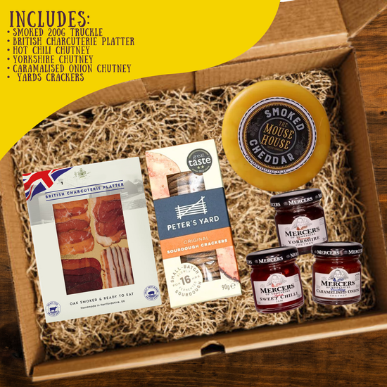 Charcuterie and Cheese Gift Box Hamper – Artisan Cheese and Chutney with Savoury Crackers, Gourmet Relish & Onion Chutney – Cheese's Board Hamper Gift Set, Christmas Hampers Set