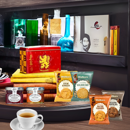 Afternoon Tea Harry The Wizard Luxury & Biscuit Hamper Tea Tin, Honey, Jam & Biscuits – Perfect Teas and Biscuits Gifts for Women, Men or Grandparents – Premium Snacks