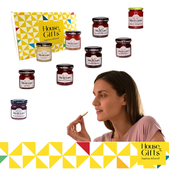 Mini Jams & Preserves with Chutney Hamper Gift Set – 9 x 38g Luxury Jars | Gourmet Food Gift Box | Perfect for Cheese Boards | Festive Hamper for Christmas, Birthdays & Special Occasions