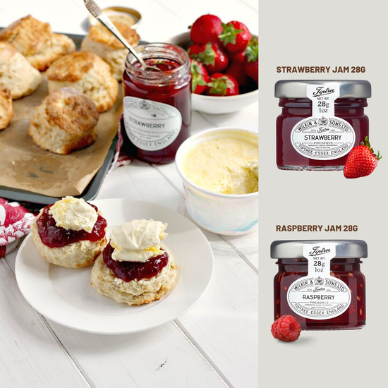 Afternoon Cream Tea & Scones Hamper – Scone Baking Mix, Clotted Cream, Strawberry Jam, English Breakfast Tea, Shortbread, Heart Spoon | Perfect Picnic, Gift for Her, Summer Afternoon Treat