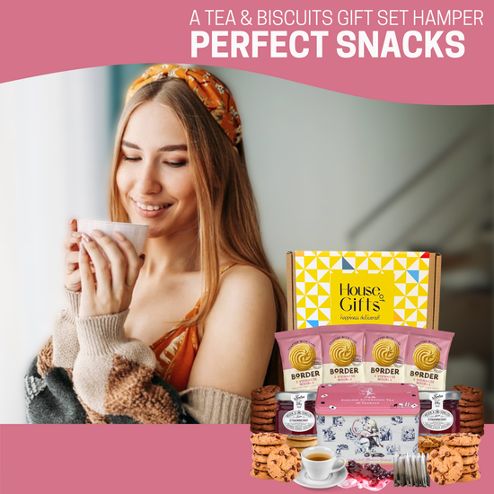 Luxury Afternoon Hamper With Biscuits, Strawberry Jam & Classic Tea – Elegant Biscuit Gift For Sharing, Birthdays Or Thank You – British Tea And Biscuits Set For Her Or Grandparents