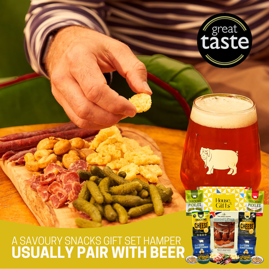 Charcuterie Meat & Snack Hamper – British Platter, Spicy Pickles, Truffle & Rosemary Cheese Snacks, Corn Scratchings, Savoury Snack Box for Men, Pub Snacks, Sharing Platter Gift Box