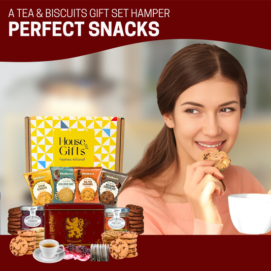 Afternoon Tea Harry The Wizard Luxury & Biscuit Hamper Tea Tin, Honey, Jam & Biscuits – Perfect Teas and Biscuits Gifts for Women, Men or Grandparents – Premium Snacks