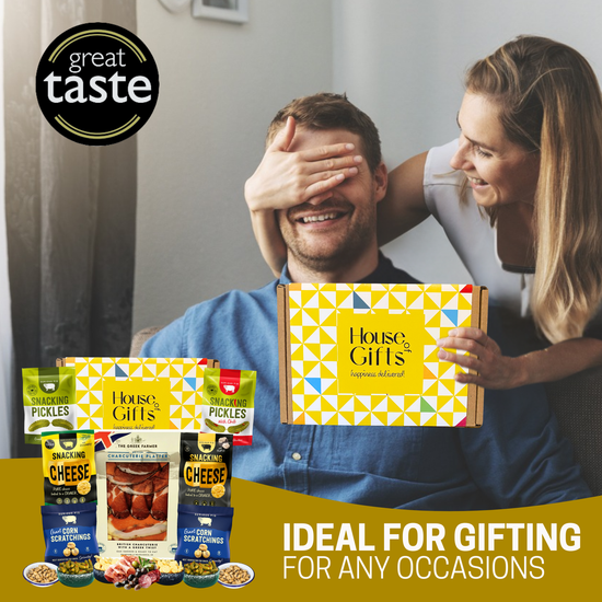 Charcuterie Meat & Snack Hamper – British Platter, Spicy Pickles, Truffle & Rosemary Cheese Snacks, Corn Scratchings, Savoury Snack Box for Men, Pub Snacks, Sharing Platter Gift Box