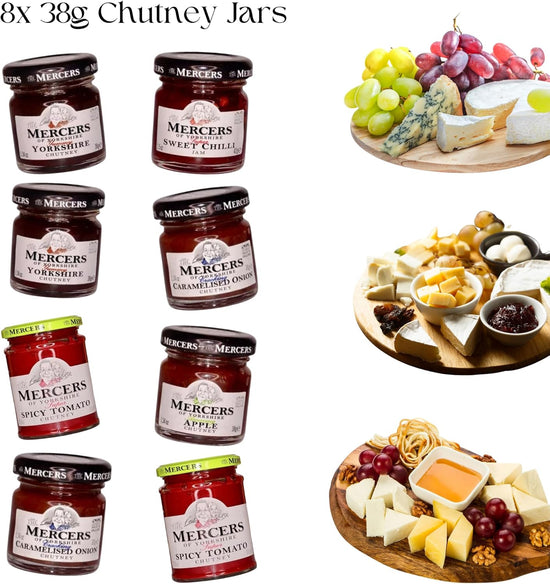 Chutney Hamper Gift Set Compliment for Cheese Hampers including 8 jars of pate including Spicy Tomato, Caremalised Onion, Yorkshire, Apple, & Sweet Chili