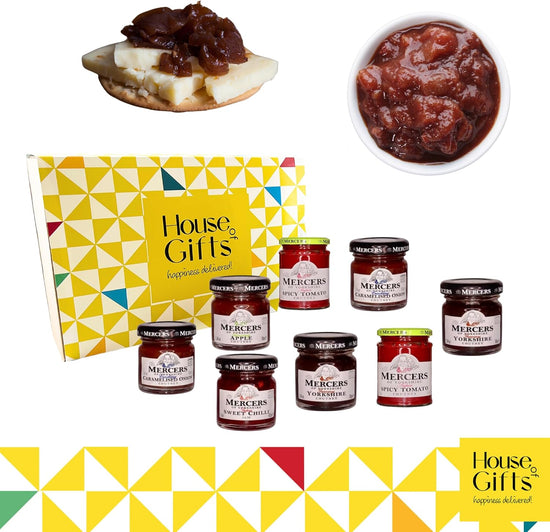 Chutney Hamper Gift Set Compliment for Cheese Hampers including 8 jars of pate including Spicy Tomato, Caremalised Onion, Yorkshire, Apple, & Sweet Chili