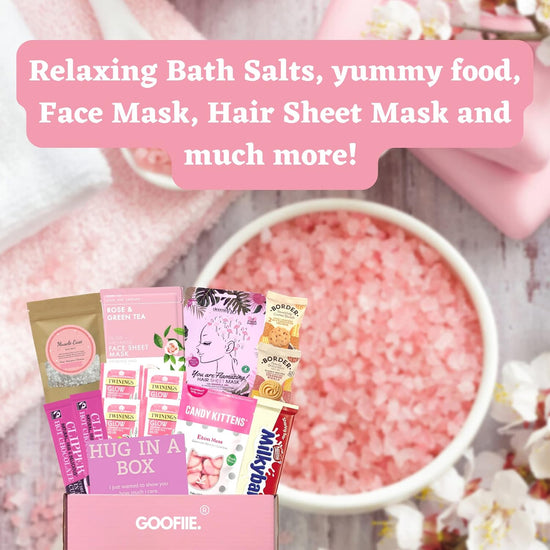 Hug in a Box Care Package for Her Pamper Gift Set For Women With Bath Salts, Masks & Food for a Relaxation Spa day at home | Gift for Her | Gift for Mums