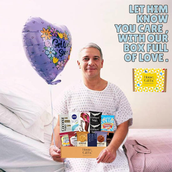 Get Well Soon Hamper Care Package For Men | Hug In a Box | Gifts For Men | Including 14 Caring & Yummy Gifts
