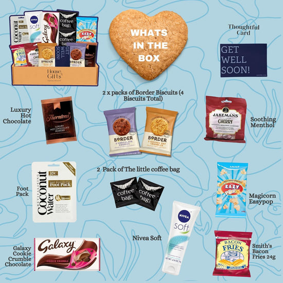 Get Well Soon Hamper Care Package For Men | Hug In a Box | Gifts For Men | Including 14 Caring & Yummy Gifts