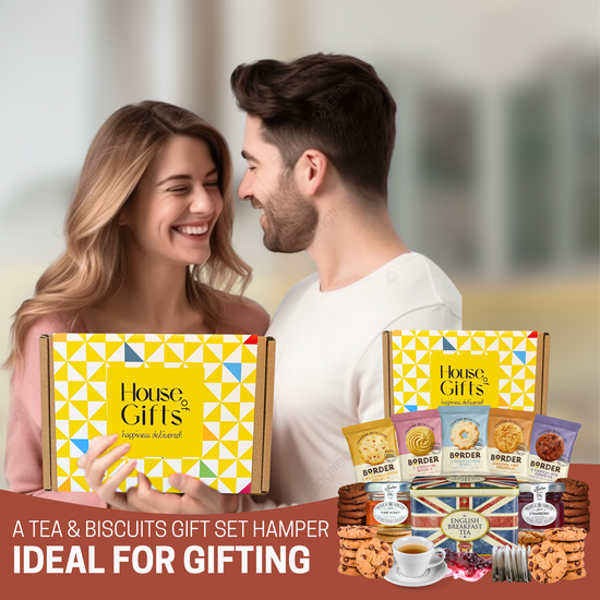 Afternoon Tea & Biscuit Hamper Gift Set with Strawberry Jam, Pure Honey & Biscuits – British Hampers for Women, Men or Grandparents – Biscuit Gift Box for Sharing, Birthdays, or Thank You