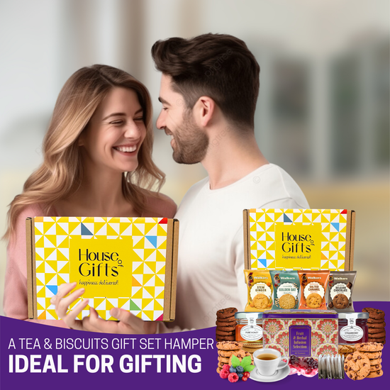 Afternoon Fruit Tea Hamper Gift Set With Biscuits, Strawberry Jam & Honey – Biscuit Hampers Gift Set For Sharing, Birthdays Or Thank You – Elegant Tea And Biscuits Hamper For Grandparents