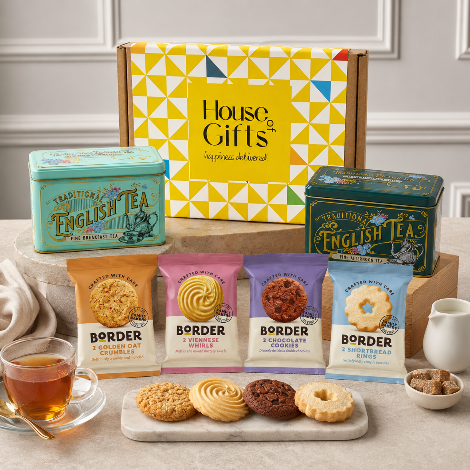 Afternoon Tea Gift Set – Border Biscuits & 80 Teabags