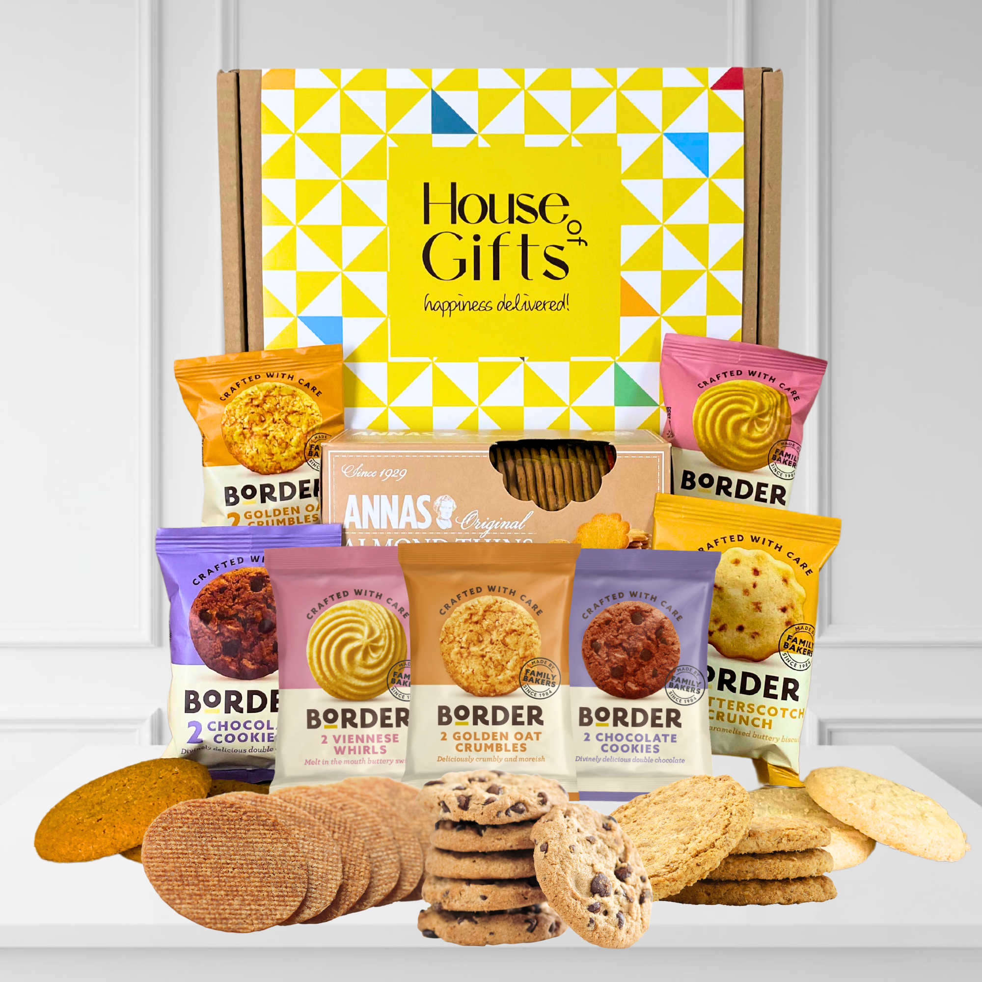 Biscuits Gift Set Biscuit Hamper Bundle With Border Biscuits & Almond Thins | Including 7 packets of borders Biscuit with a large Pack of Almond Thins | Fathers day Hamper