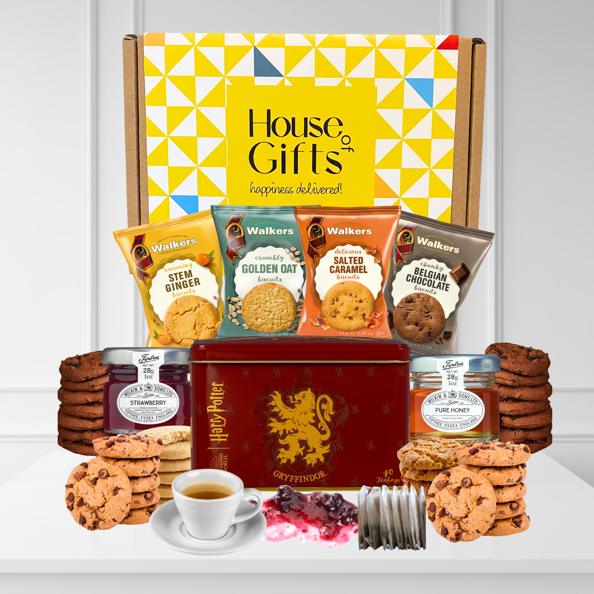 Afternoon Tea Harry The Wizard Luxury & Biscuit Hamper Tea Tin, Honey, Jam & Biscuits – Perfect Teas and Biscuits Gifts for Women, Men or Grandparents – Premium Snacks
